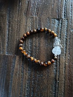 Dames armband Tijgeroog met Engelkraal
