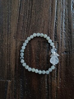 Dames armband Labradoriet met Engelkraal