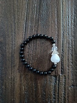 Dames armband Onyx met Engelkraal