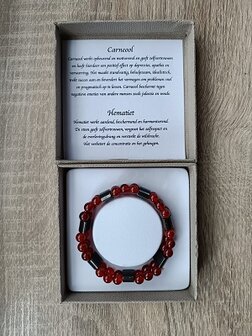 Dames armband Carneool &amp; Hematiet