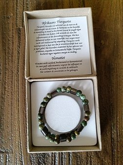 Dames armband Afrikaans Turquoise &amp; Hematiet