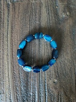 Dames armband Band Agaat Blauw met grote natuurstenen