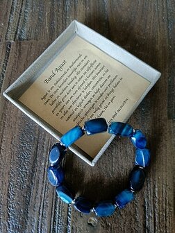 Dames armband Band Agaat Blauw met grote natuurstenen