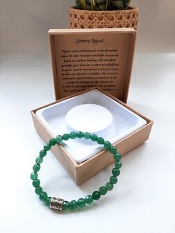 Dames armband groene Agaat met basic kraal