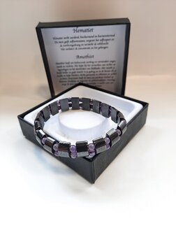 Herenarmband met Hematiet en Amethist