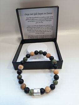Heren armband Onyx met gele Jaspis en Zo&iuml;siet