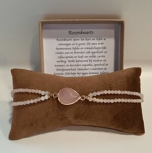 Dames armband Rozenkwarts natuursteen