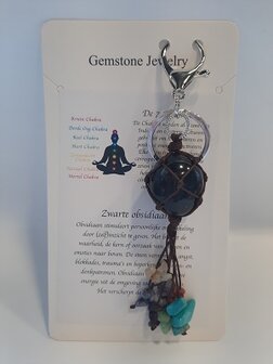 Chakra sleutelhanger zwarte Obisidaan