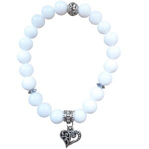 Witte jade armband met bedel hart