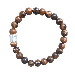 Tijgeroog herenarmband met Basic kraal