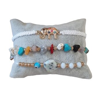 Set van 3 armbandjes met natuursteen