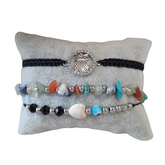 Set van 3 armbanden met natuursteen