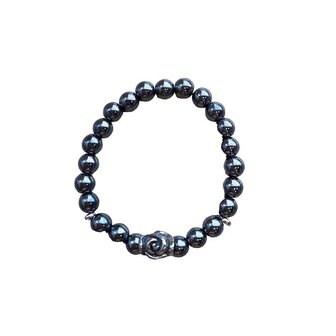 Dames armband Hematiet met roos kraal