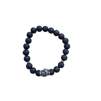 Lava natuurstenen armband met roos kraal