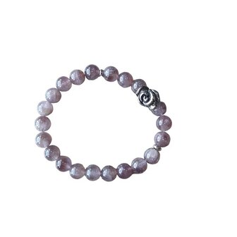 Armband Amethist met roos kraal