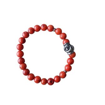 Rode Jaspis armband met roos kraal