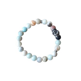 Amazoniet dames armband met roos kraal