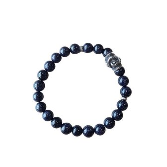 Blauwvloed armband met roos kraal
