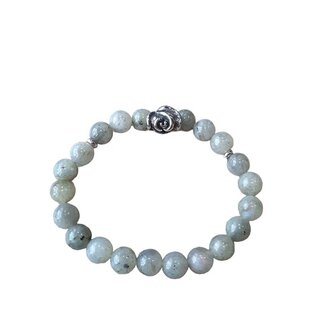 Dames armband Labradoriet met roos kraal
