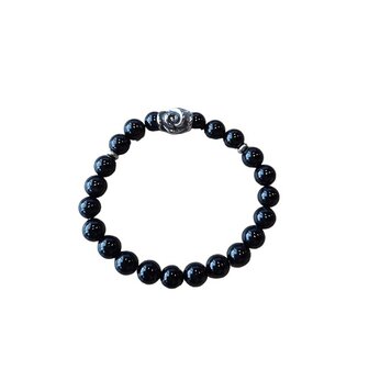 Dames armband Onyx met roos kraal
