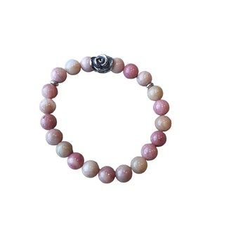 Dames armband Rhodochrosiet met roos kraal