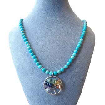 Dames ketting Turquoise met Tree of Life ketting