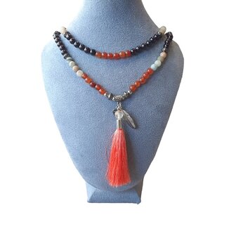 Mala ketting met Carneool natuursteen kralen