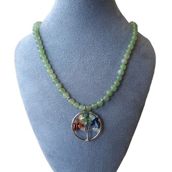 Dames ketting Tree of Life met natuursteen Aventurijn