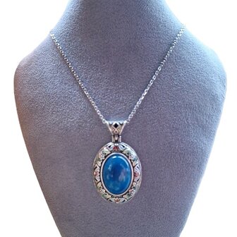 Ketting met ovale cabochon en natuursteen Aquamarijn