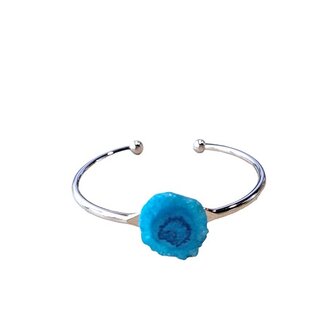 Metalen armband met blauwe Agaat