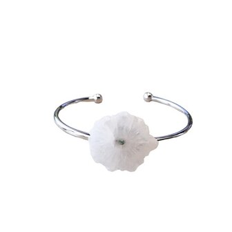 Metalen armband met witte Agaat