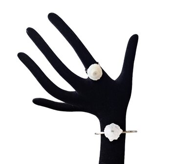 Set ring met armband van witte Agaat
