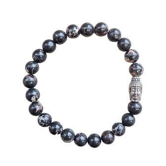 Black Sea Sediment heren armband met Boeddha kraal