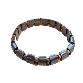 Herenarmband met Hematiet en Tijgeroog natuursteen