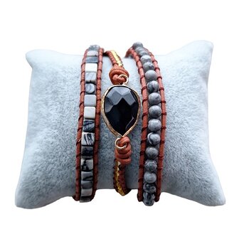 Wikkel armband met natuursteen Agaat Matrix