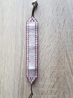 Verstelbare dames armband met natuursteen Rozenkwarts