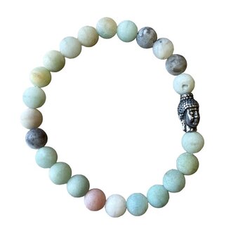 Amazoniet mat natuurstenen armband met Boeddha kraal