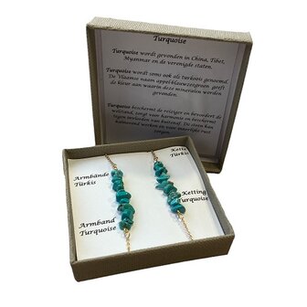 Dames set armband en ketting met split Turquoise