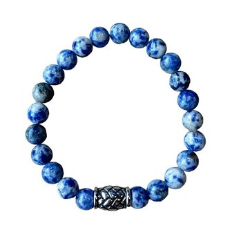 Sodaliet armband met vlecht kraal