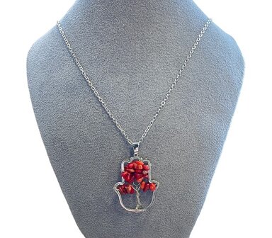 Hamsa hand met Koraal natuursteen