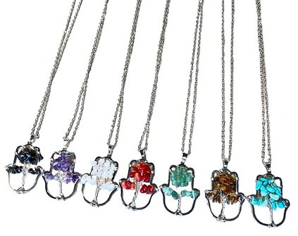 Hamsa hand ketting Turquoise met Tree of Life