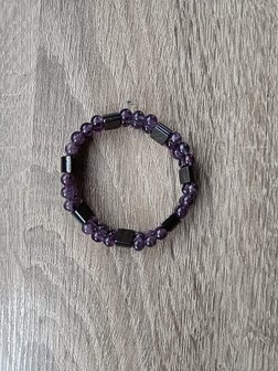 Dames armband Amethist &amp; Hematiet
