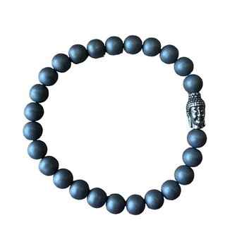 Heren armband mat Hematiet met Boeddha