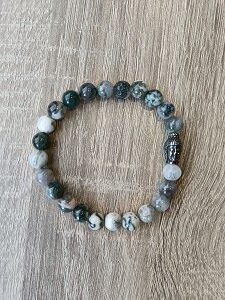 Heren armband Booma Agaat met RVS Boeddha kraal