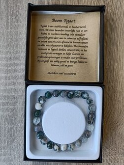 Heren armband Booma Agaat met RVS Boeddha kraal