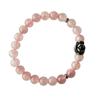 Rozenkwarts armband met roos kraal