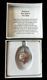 Damesketting Geboortesteen Rozenkwarts (tweeling)
