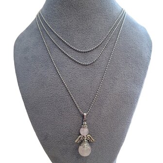 Ketting met Rozenkwarts geluksengel