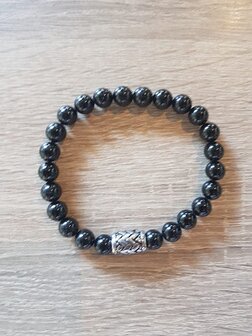 Heren armband Toermalijn met RVS kraal