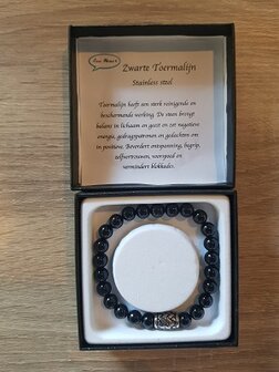 Heren armband Toermalijn met RVS kraal